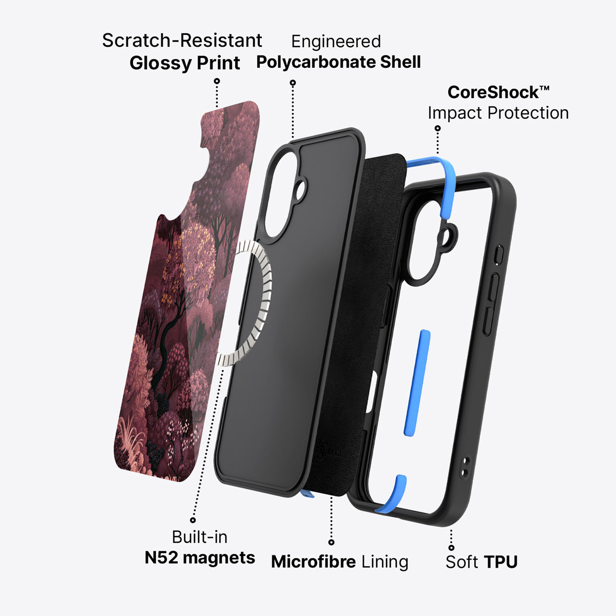 iPhone 17 case construction – Velvet Reverie phone case