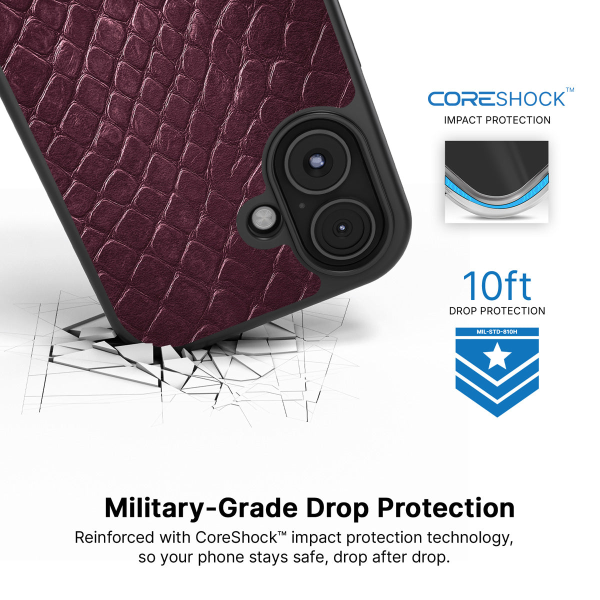 Wine Python iPhone 17 case with drop protection