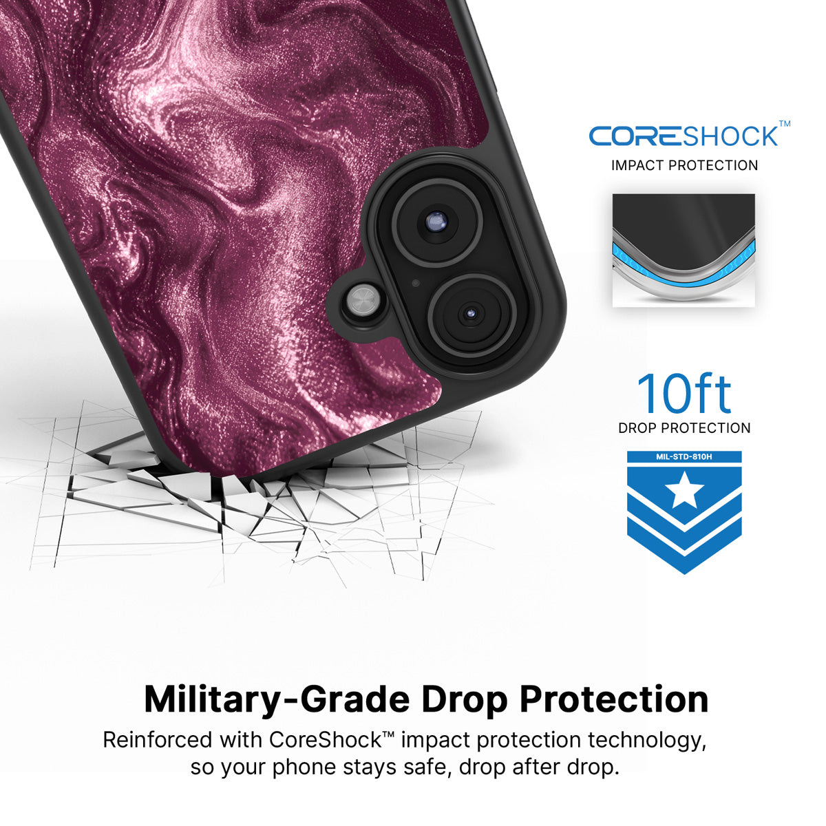 Wine Shimmer iPhone 17 case with drop protection