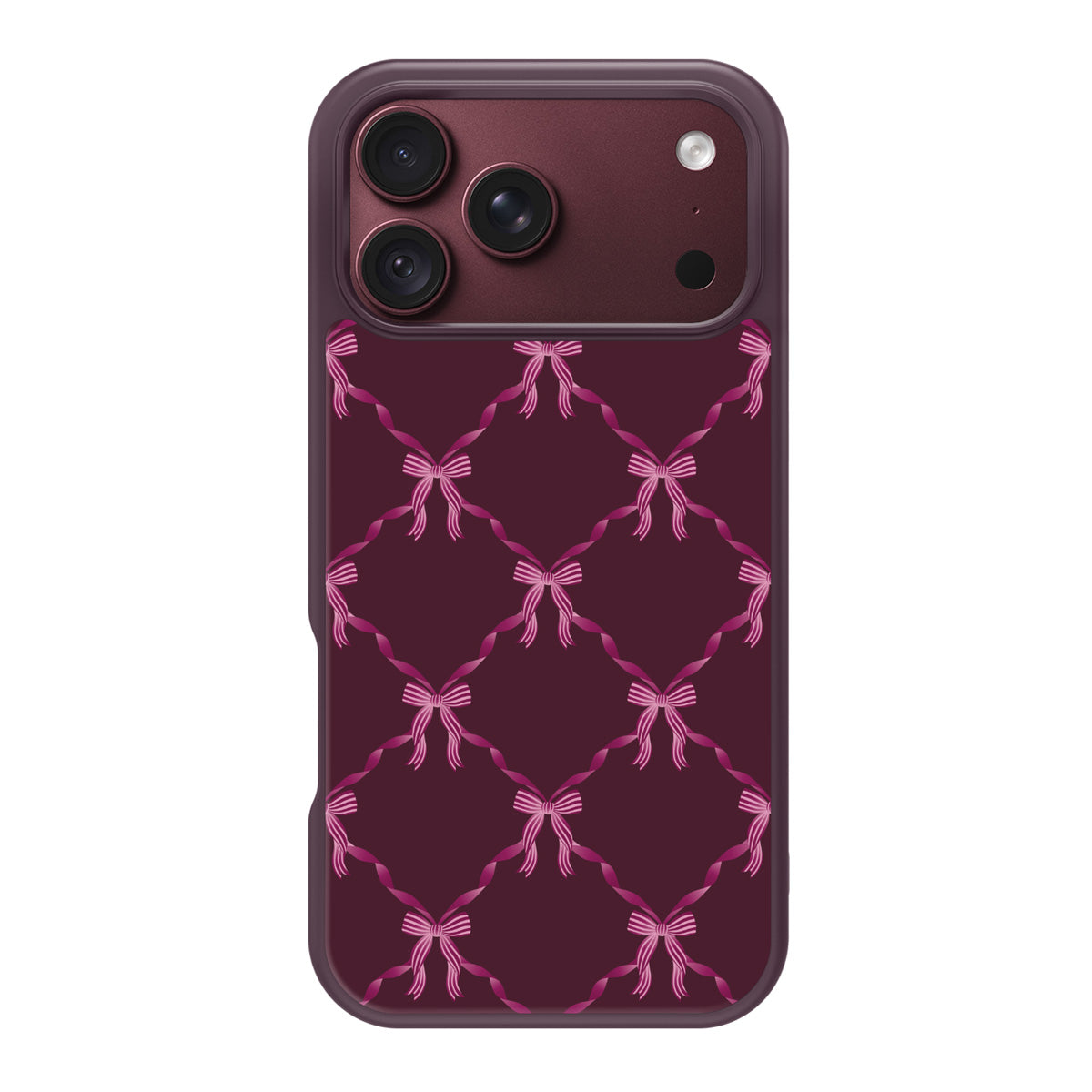 Bordeaux Bow design back view – iPhone 17 Pro case