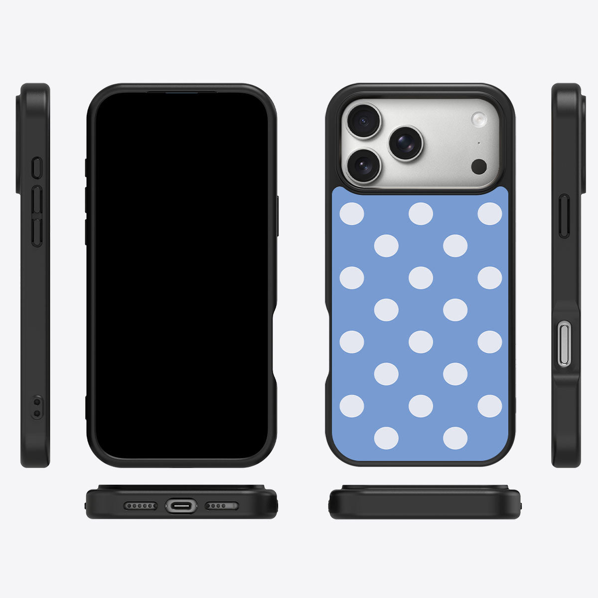 Cloud Blue iPhone 17 Pro case cover – multi-angle view