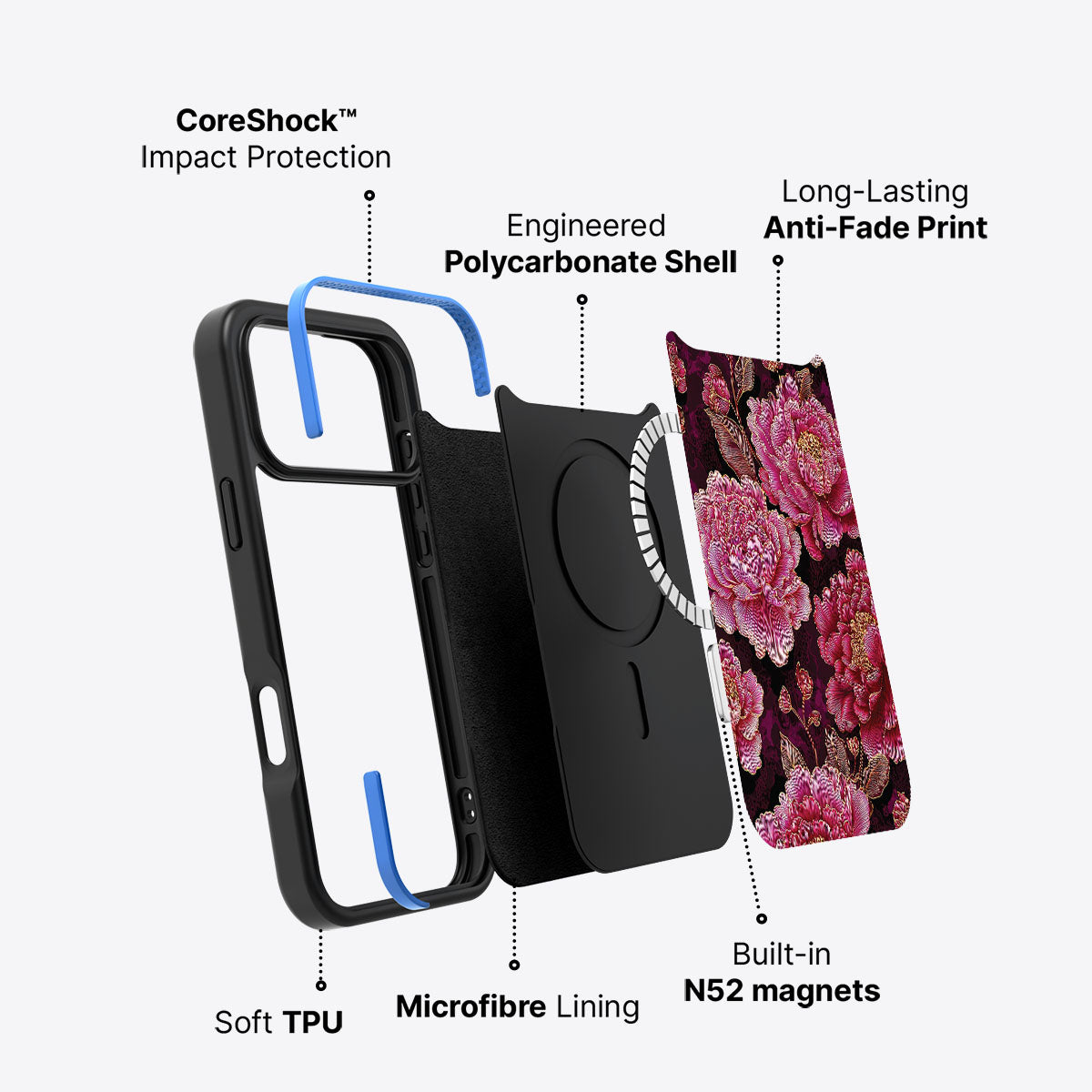 iPhone 17 Pro case construction – Floral Opulence phone case