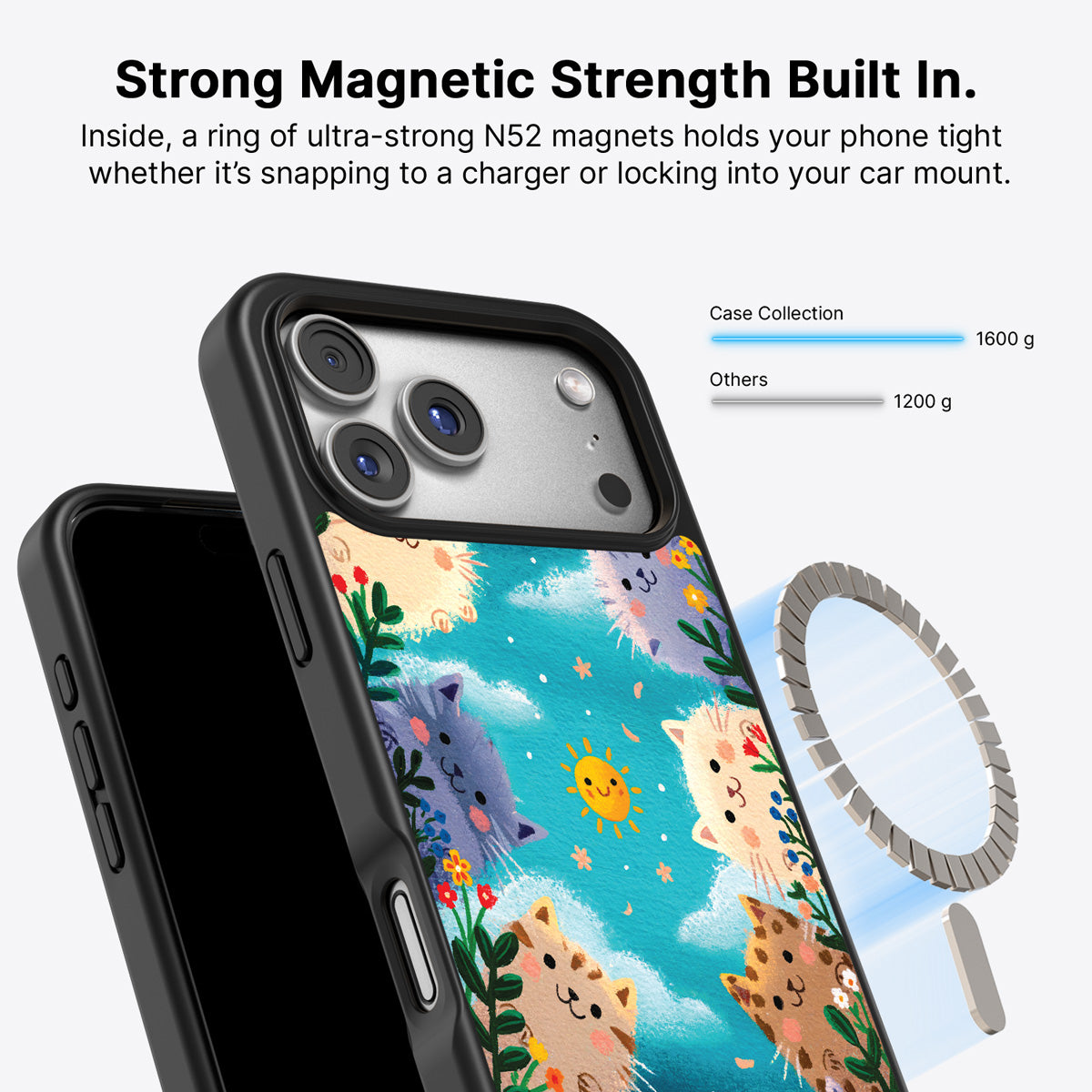 iPhone 17 Pro MagSafe case – Garden Kittens design