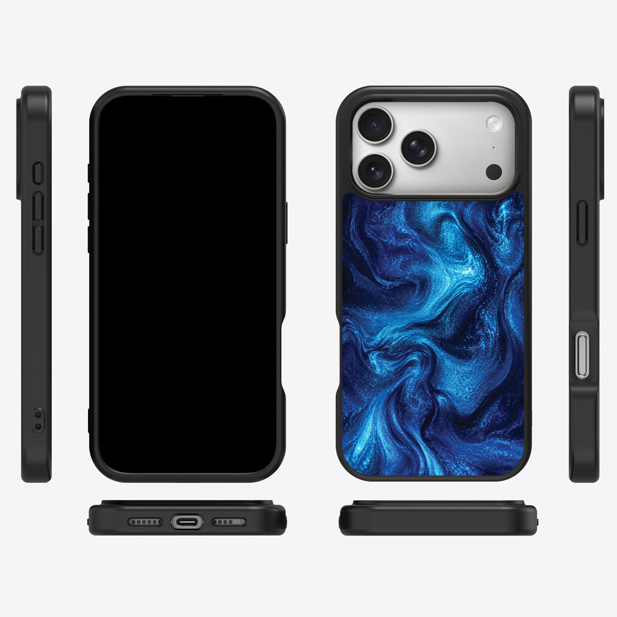 Blue Marble Designer iPhone 17 Pro Case – Indigo Impasto | MagSafe