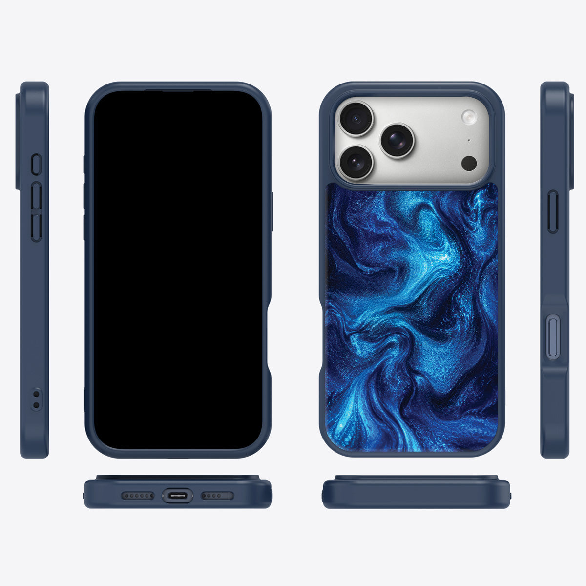 Indigo Impasto MagSafe case cover – multi-angle view