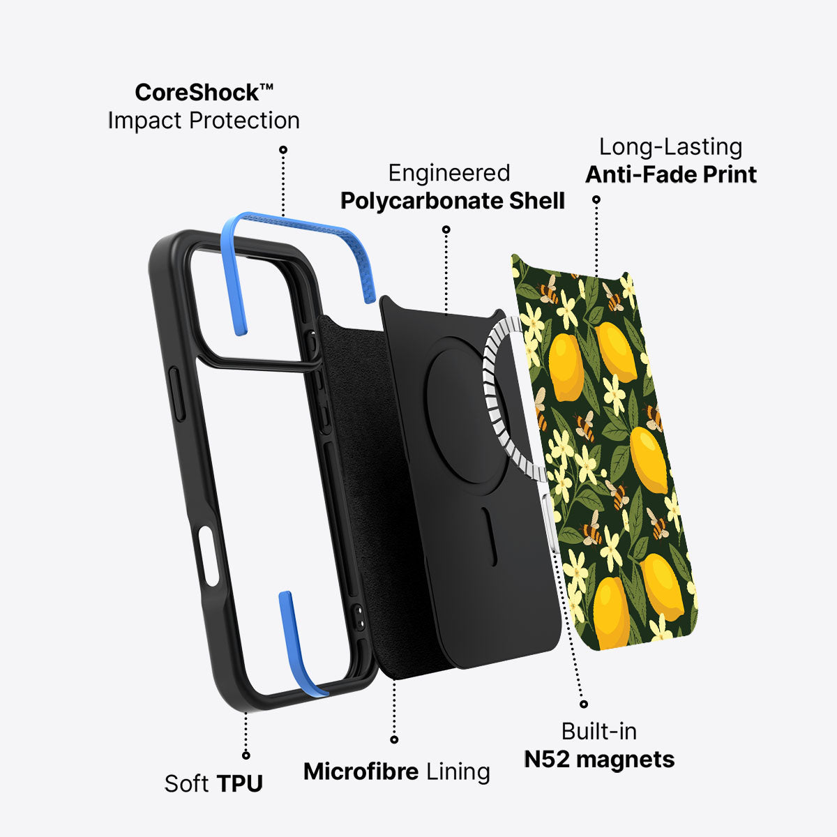 Lemon and Bees - iPhone 17 Pro Case #case type_core (magsafe)