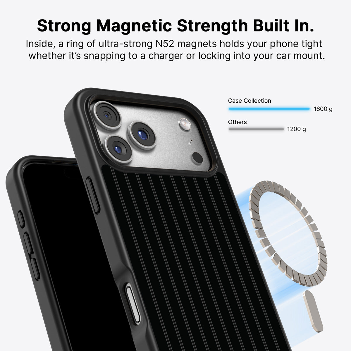 iPhone 17 Pro MagSafe case – Onyx Pinstripe design