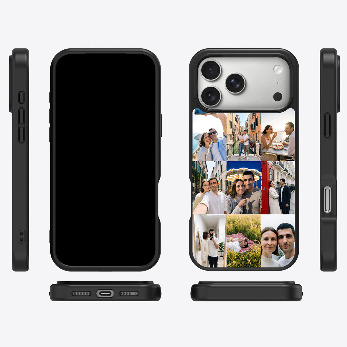 Personalised Photo Collage iPhone 17 Pro case – multi-angle view