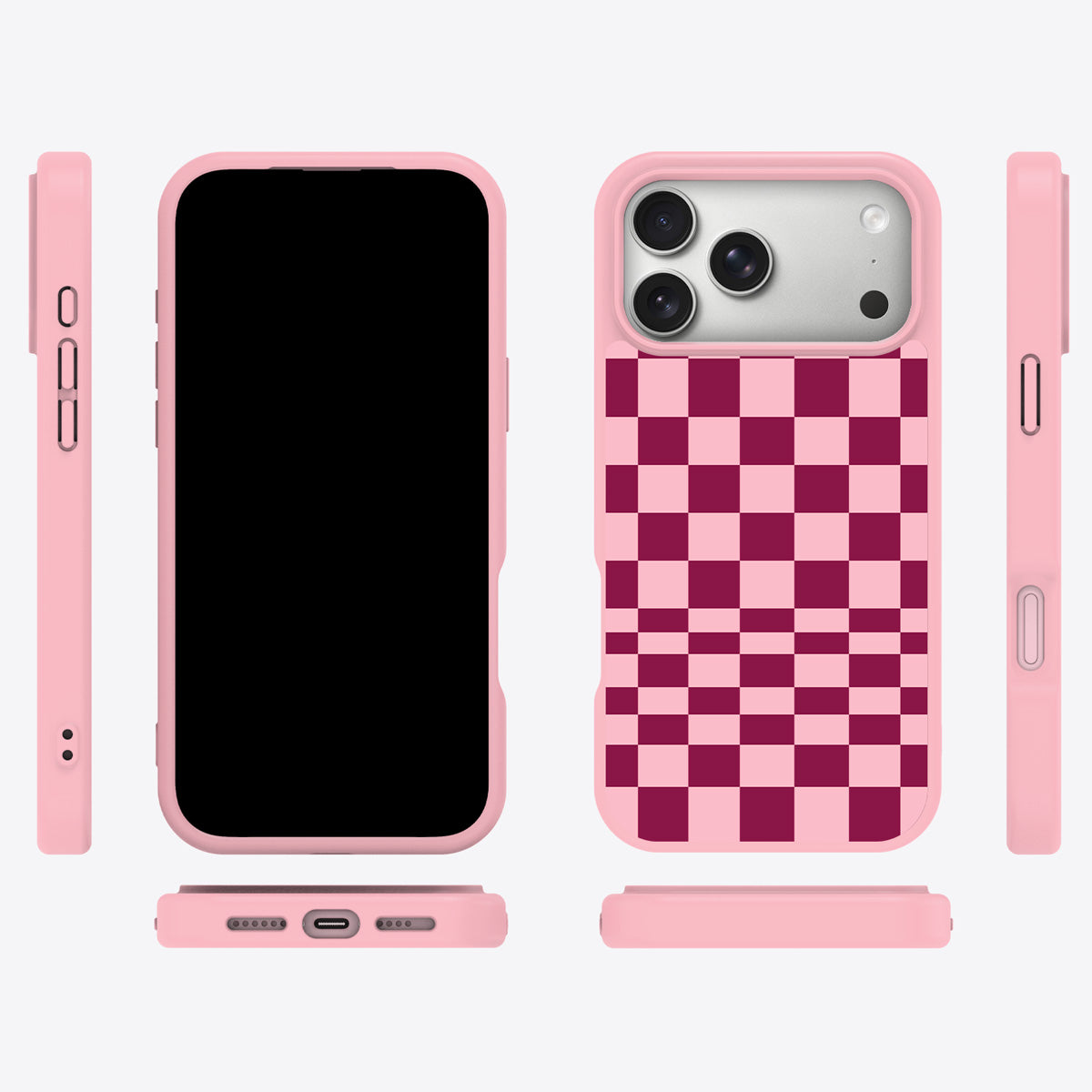 Rouge Board iPhone 17 Pro case cover – multi-angle view