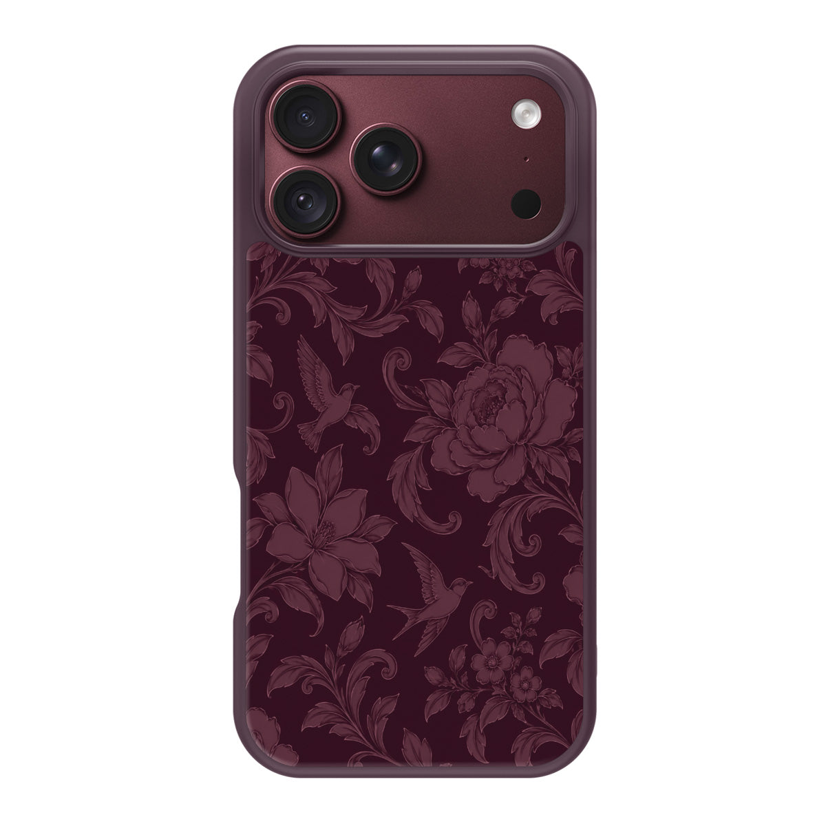 Swallow Damask design back view – iPhone 17 Pro case