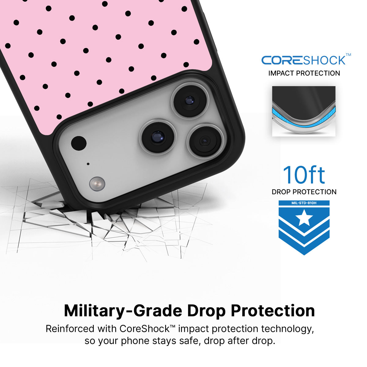 Pink Polka Dot iPhone 17 Pro Case – Veloria | MagSafe