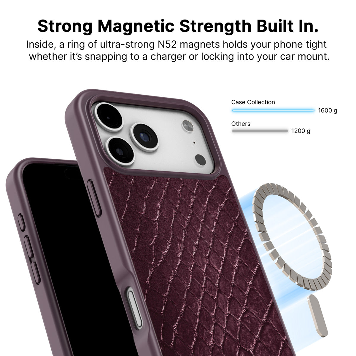 iPhone 17 Pro MagSafe case – Wine Python design