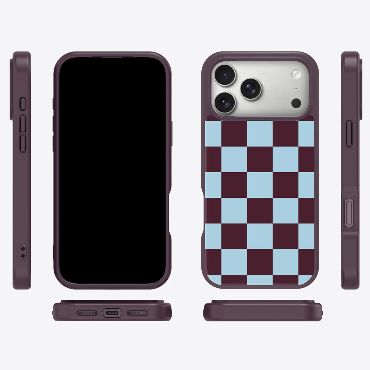 Cabernet Tile iPhone 17 Pro Max case cover – multi-angle view