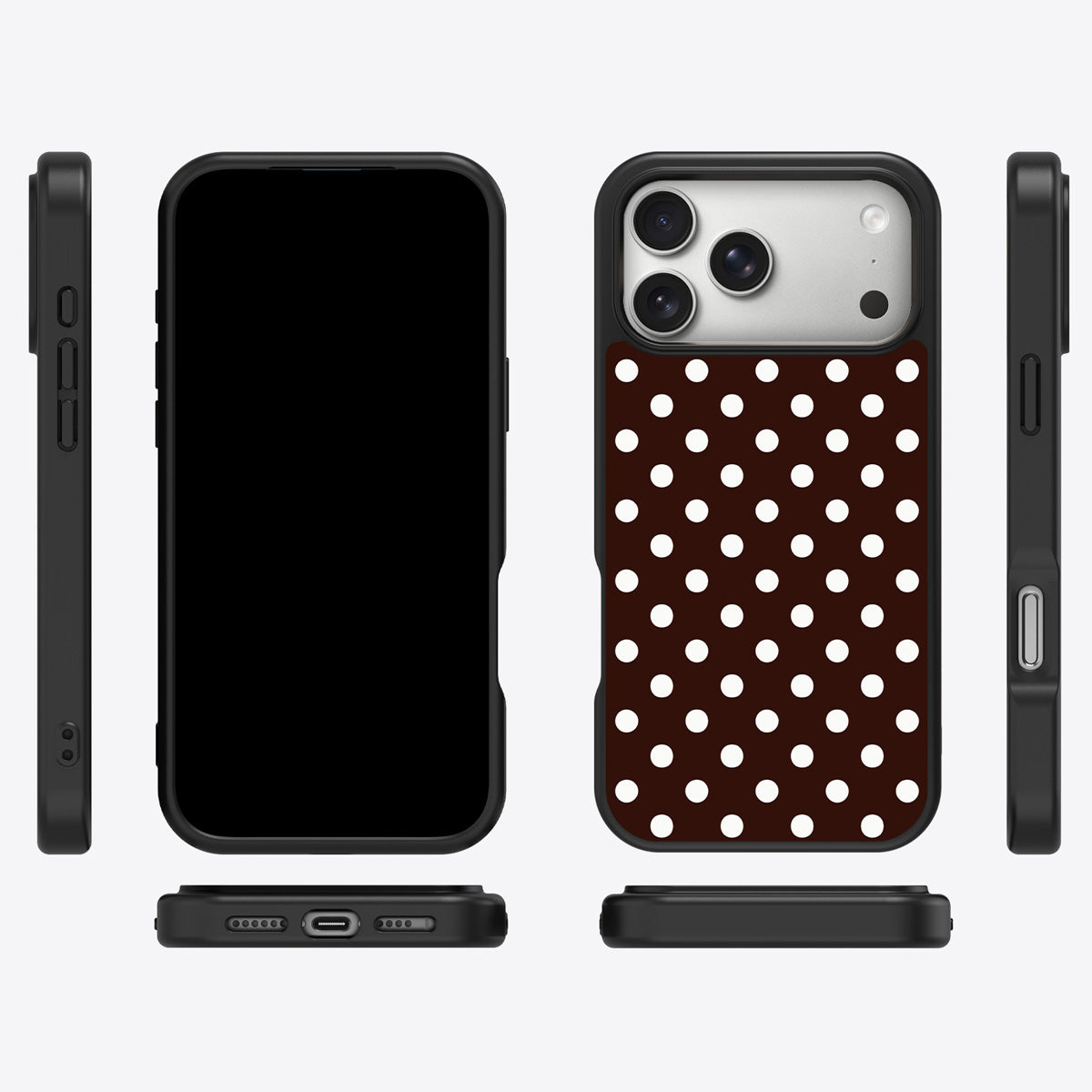 Cocoa Confetti iPhone 17 Pro Max case cover – multi-angle view