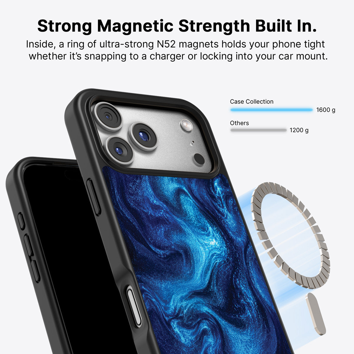 Blue Marble Designer iPhone 17 Pro Max Case – Indigo Impasto | MagSafe