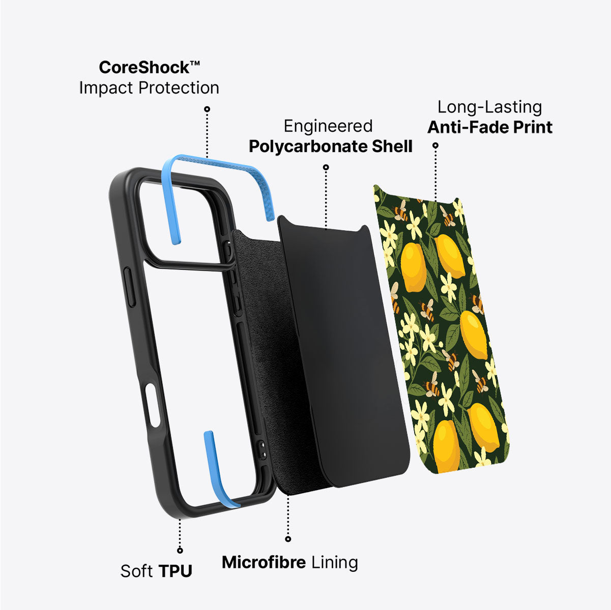 Lemon and Bees - iPhone 17 Pro Max Case #case type_core (non magsafe)