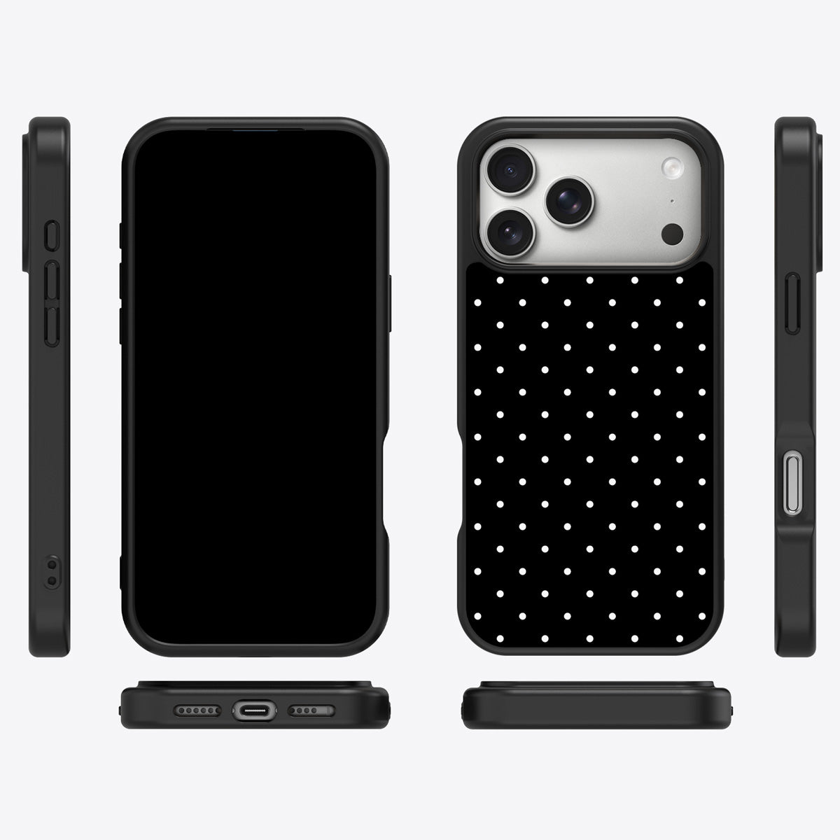 Midnight Confetti iPhone 17 Pro Max case cover – multi-angle view