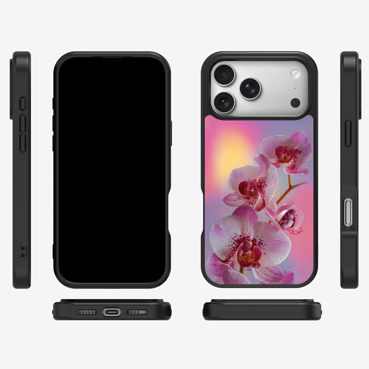 Orchid Dream iPhone 17 Pro Max case cover – multi-angle view
