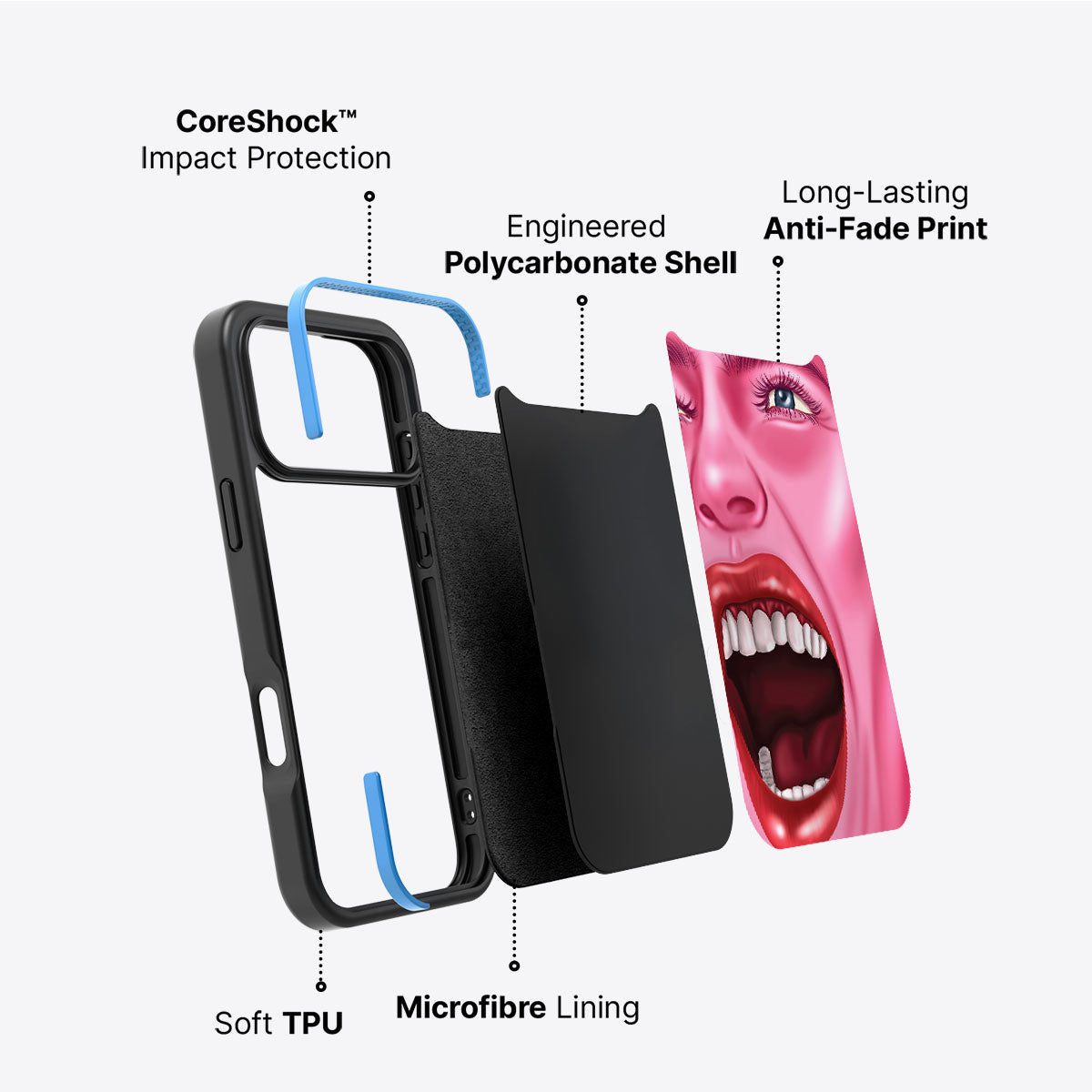 Pink Rage - iPhone 17 Pro Max Case #case type_core (non magsafe)