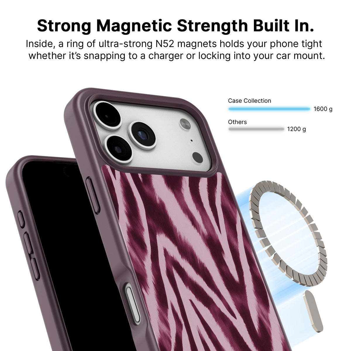 iPhone 17 Pro Max MagSafe case – Sangria Zebra design