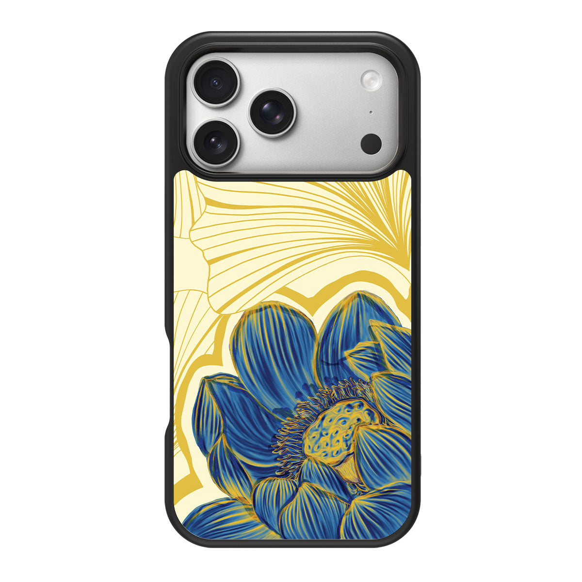 Blue Lotus design back view – iPhone 18 Pro case