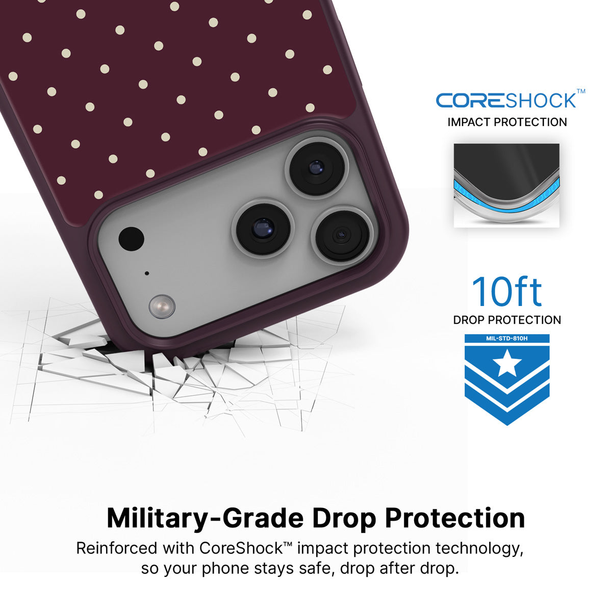 Burgundy Bloom iPhone 18 Pro case with drop protection