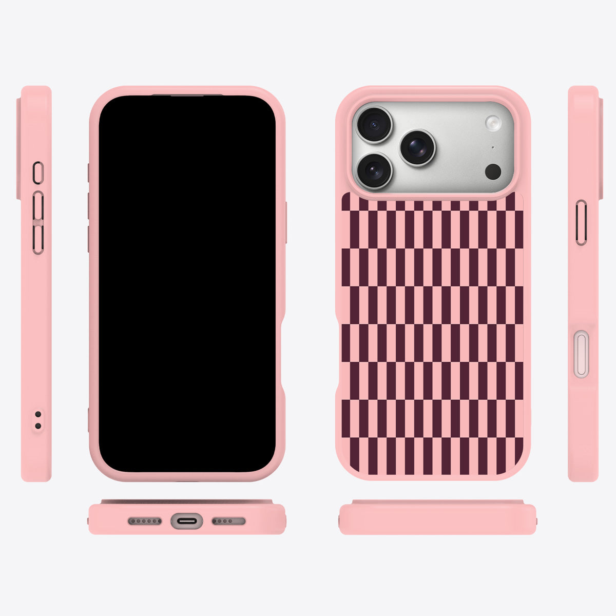 Claret Stack iPhone 18 Pro case cover – multi-angle view