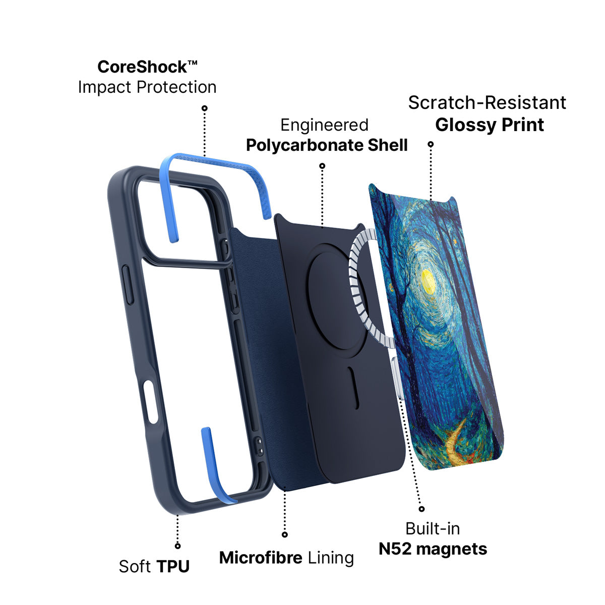 MagSafe case construction – Moonlit Forest phone case