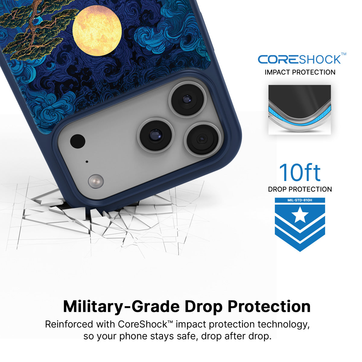 Moonlit Tide MagSafe case with drop protection
