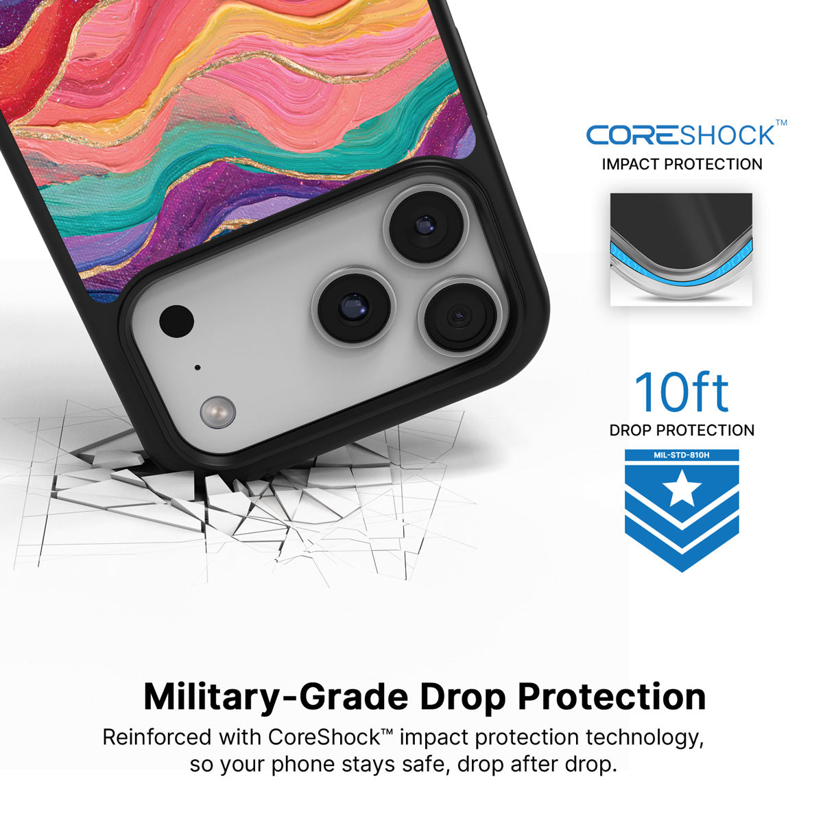 Painted Peaks iPhone 18 Pro case with drop protection