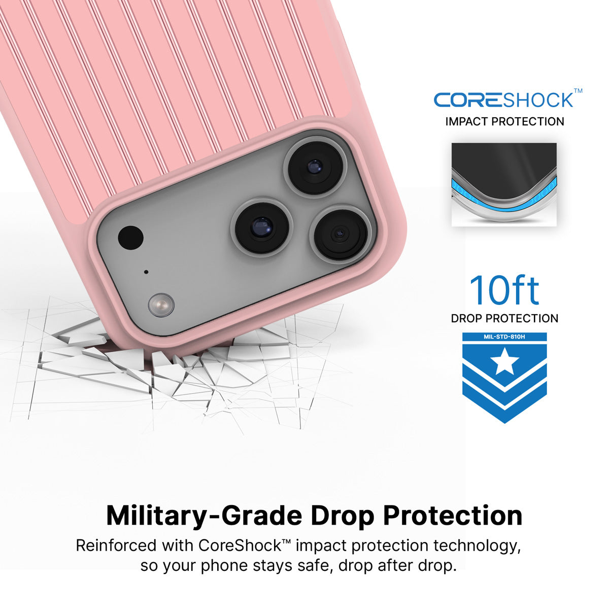 Sorbet Pinstripe iPhone 18 Pro case with drop protection