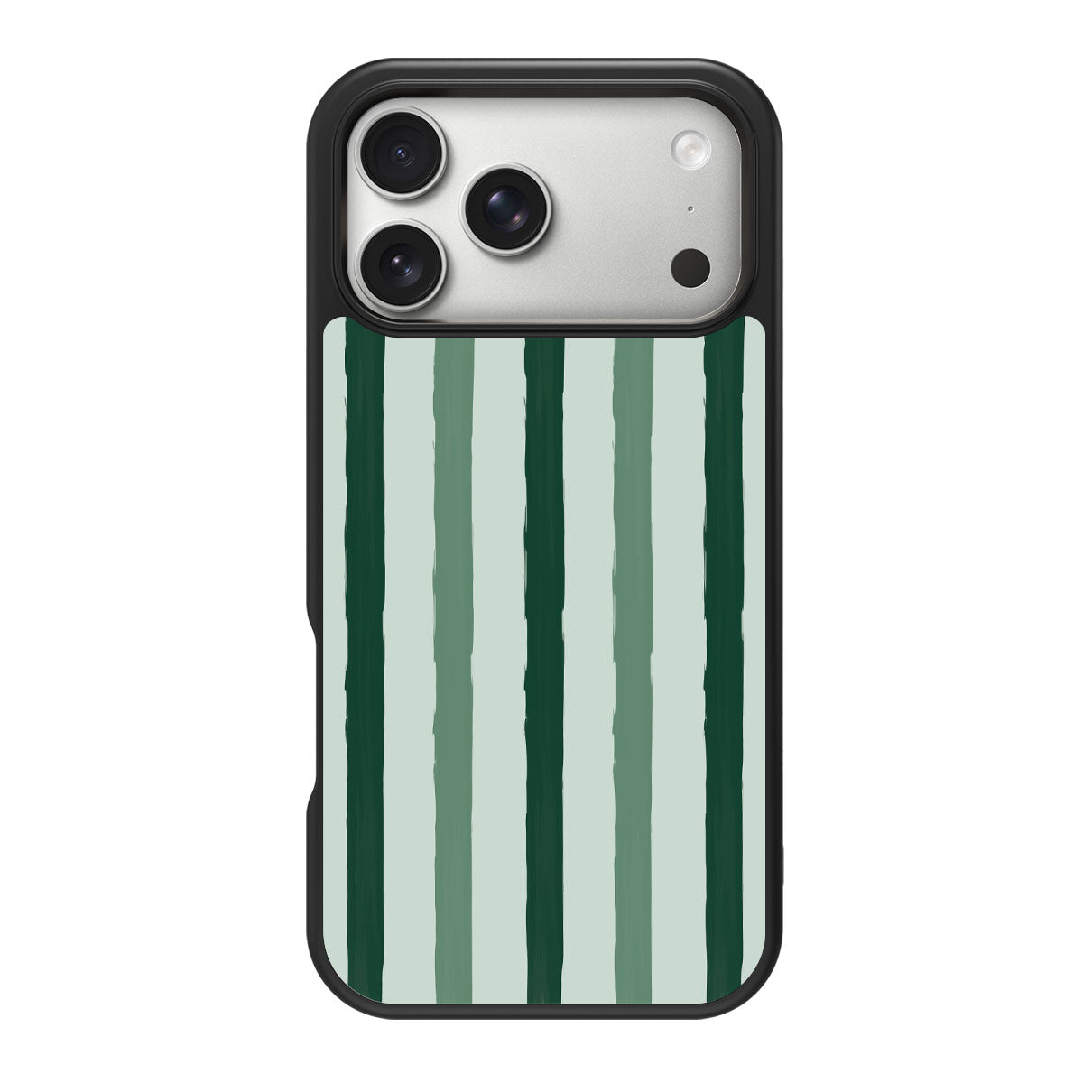 Green Watercolor Stripes design back view – iPhone 18 Pro Max case