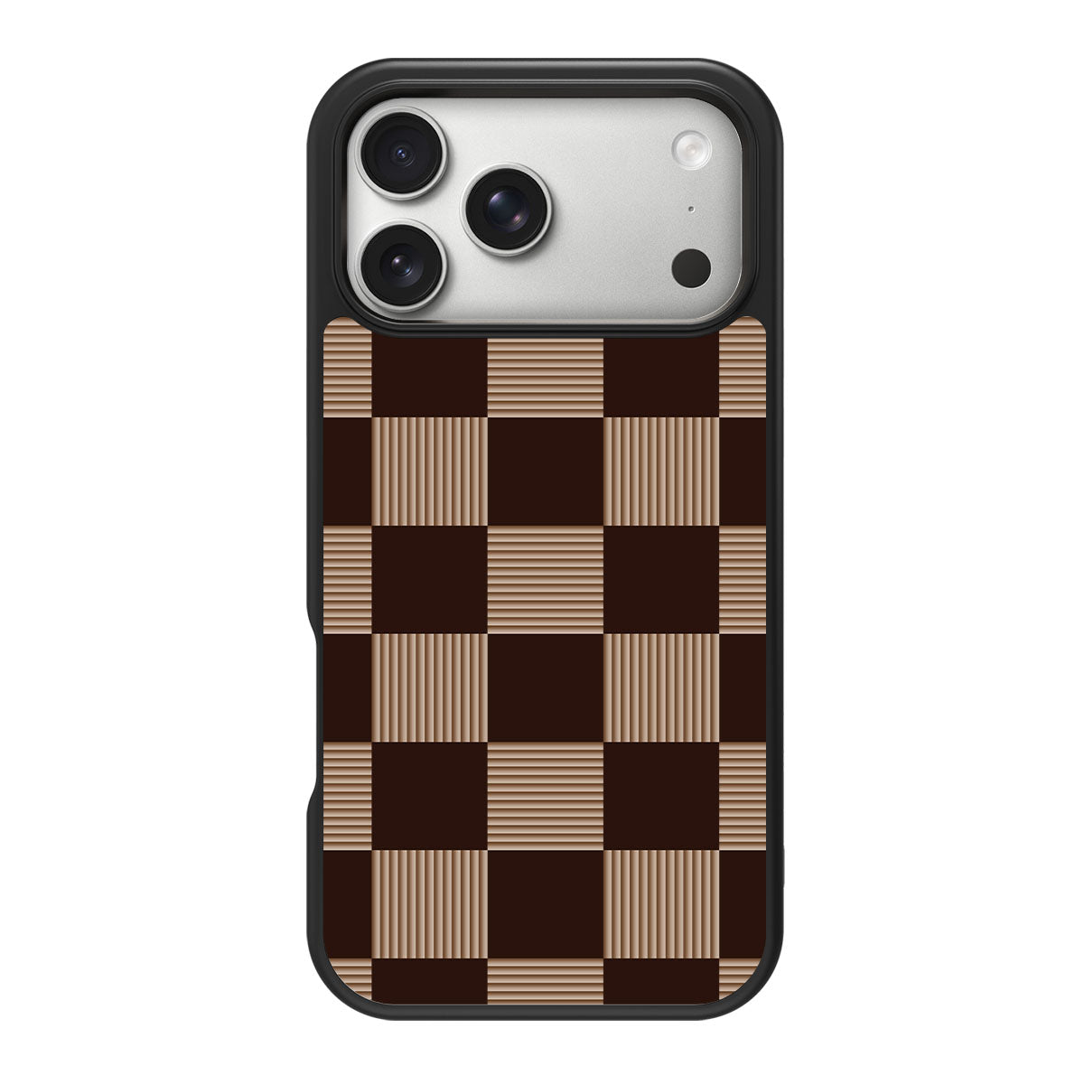 Latte Check design back view – iPhone 18 Pro Max case