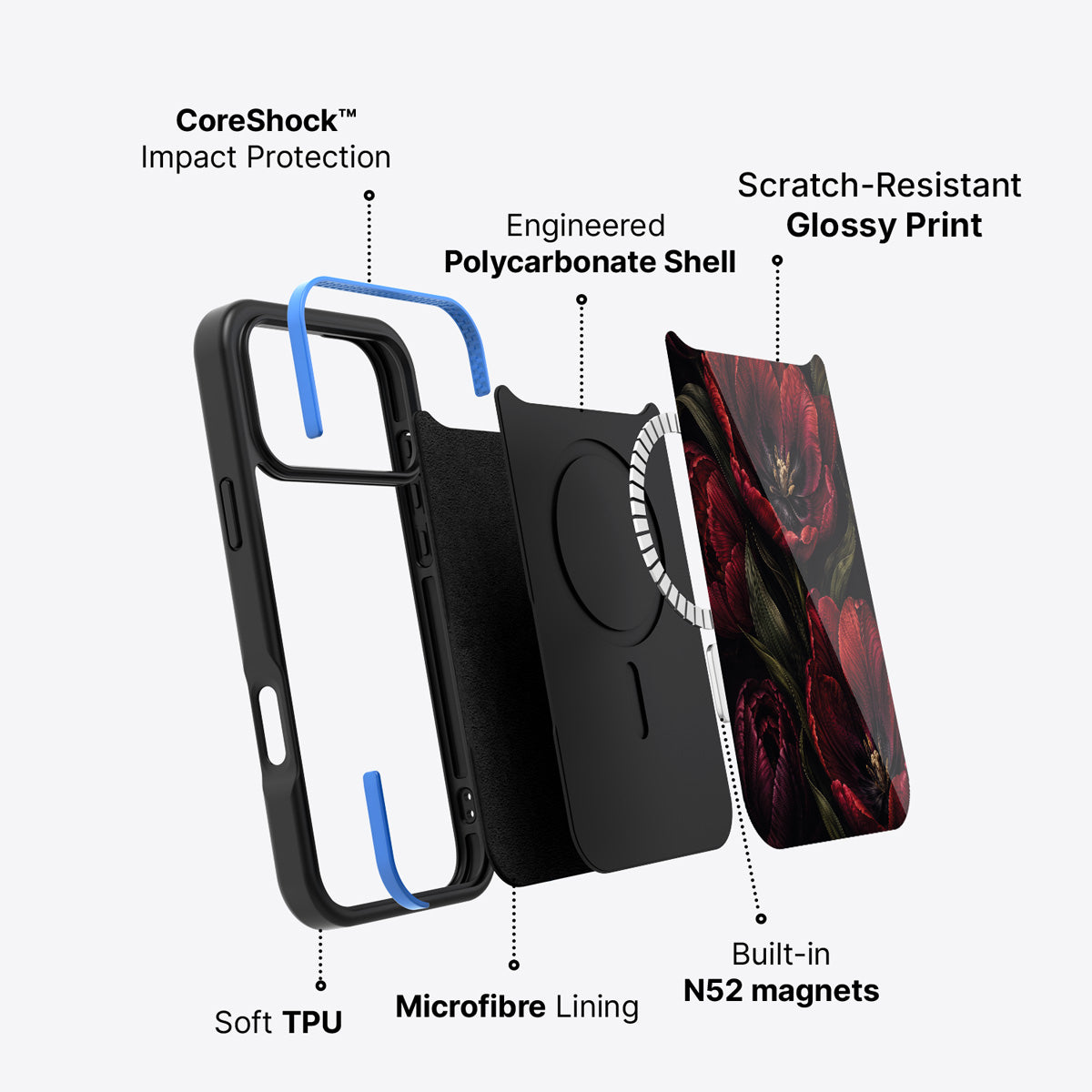 iPhone 18 Pro Max case construction – Scarlet Hour phone case