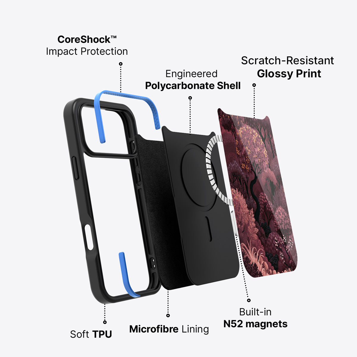 iPhone 18 Pro Max case construction – Velvet Reverie phone case
