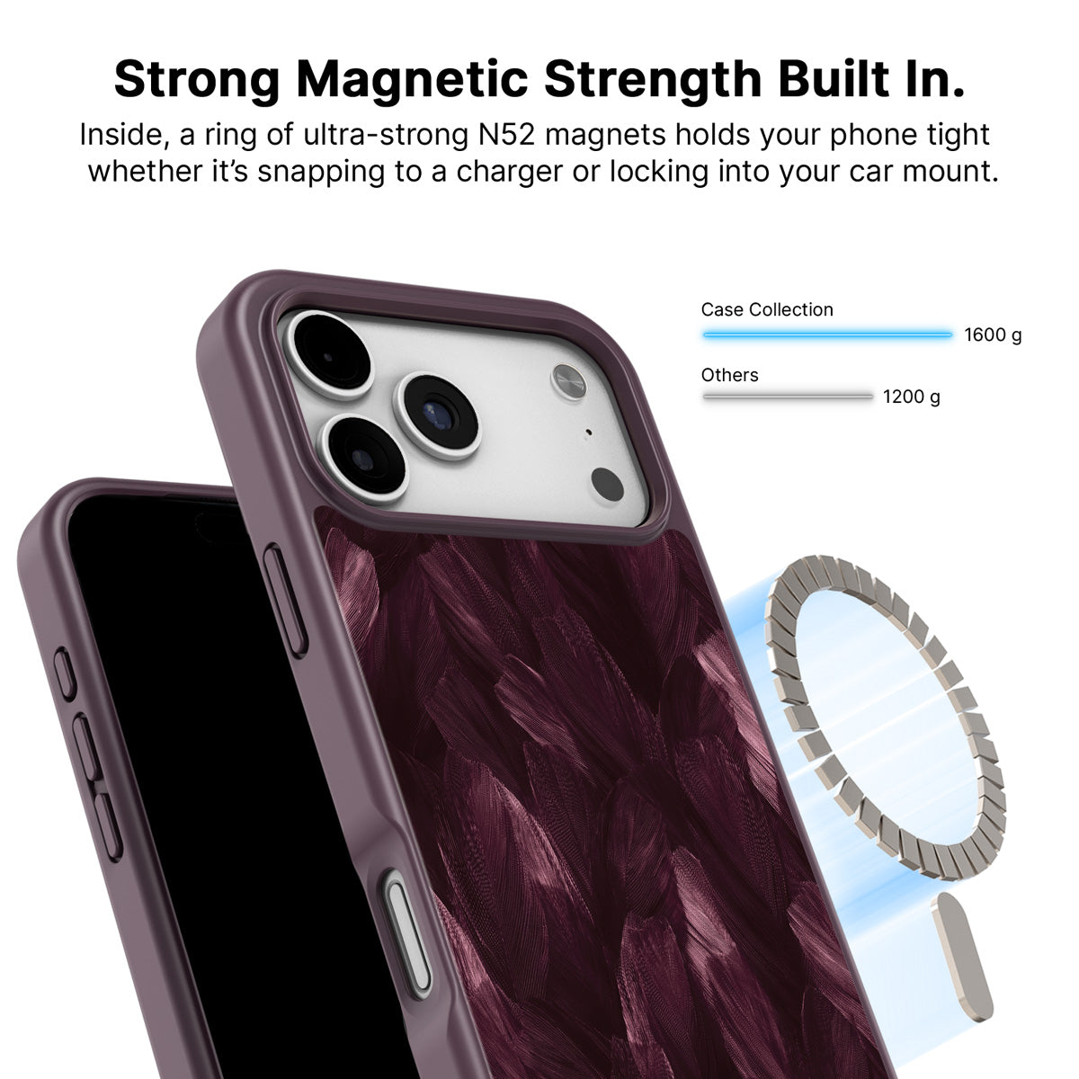 iPhone 18 Pro Max MagSafe case – Wine Plumage design