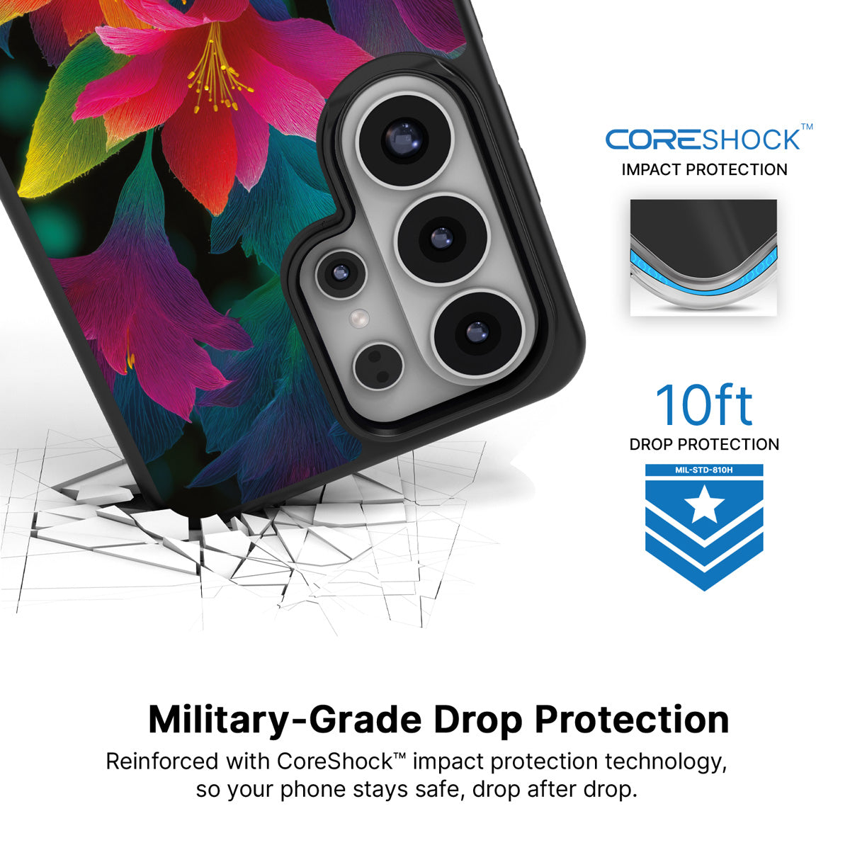 Jungle Bloom Samsung Galaxy S26 Ultra case with 10ft military-grade drop protection