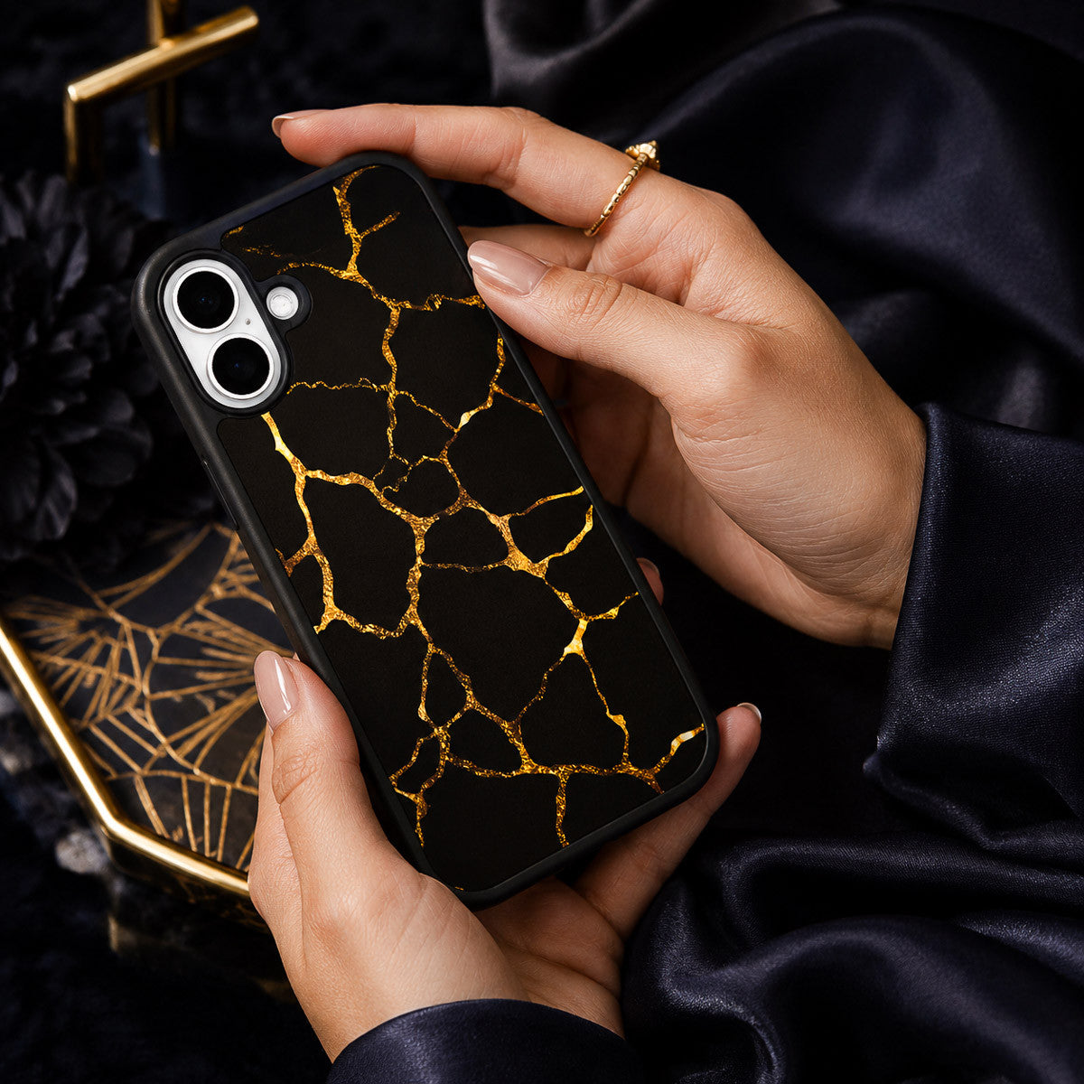 Black Gold Marble Designer iPhone Air Case – Kintsugi | MagSafe — view 3