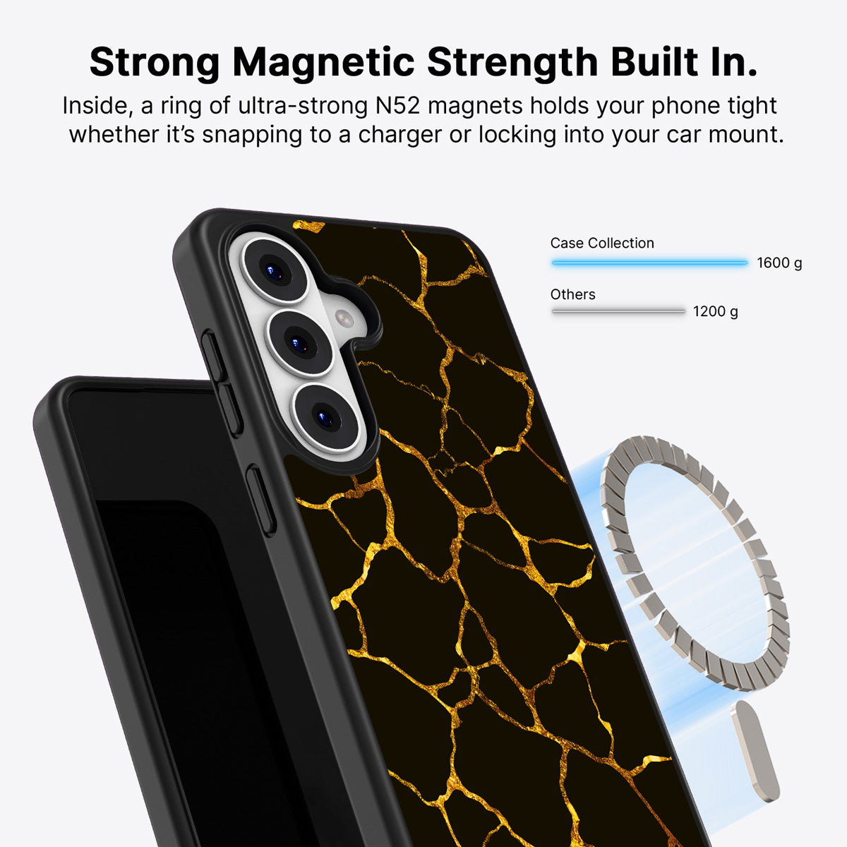 Samsung Galaxy S26 Qi2 magnetic case with N52 magnets – Kintsugi design