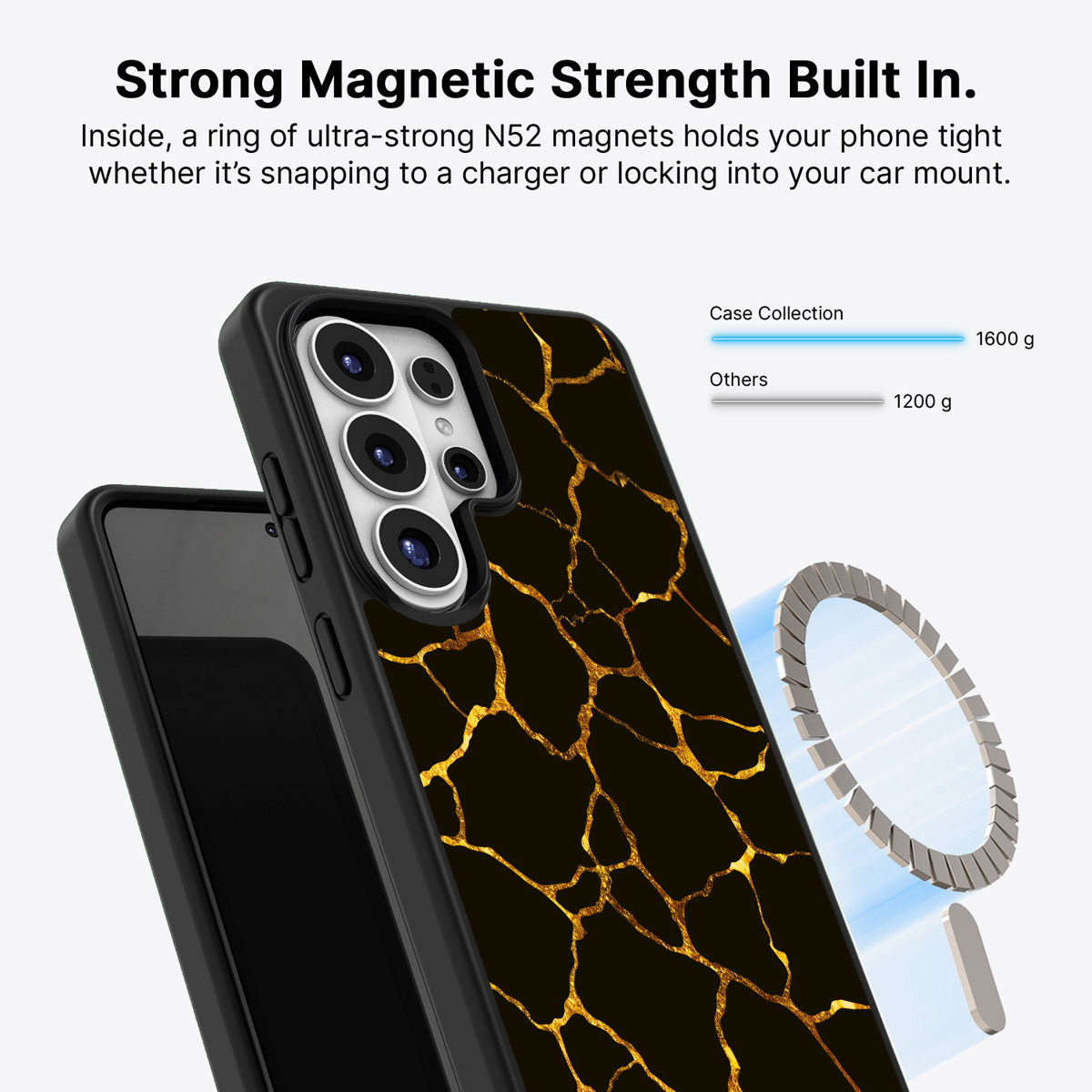 Samsung Galaxy S26 Ultra Qi2 magnetic case with N52 magnets – Kintsugi design
