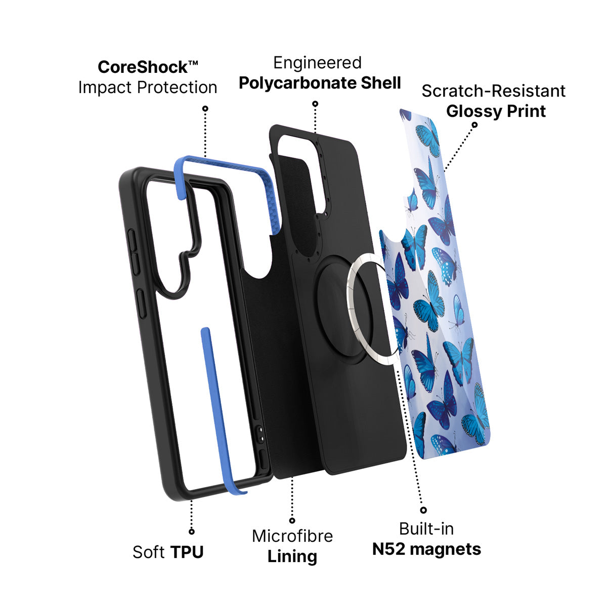 Samsung Galaxy S26 Ultra case construction and features – Magic Butterflies phone case