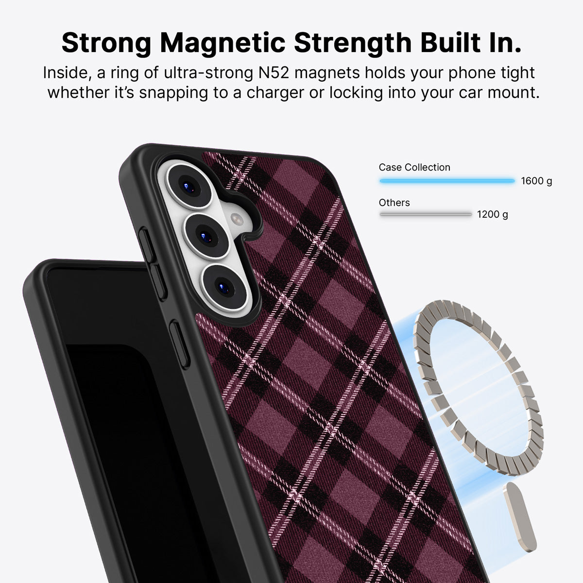 Samsung Galaxy S26 Plus Qi2 magnetic case with N52 magnets – Merlot Weave design