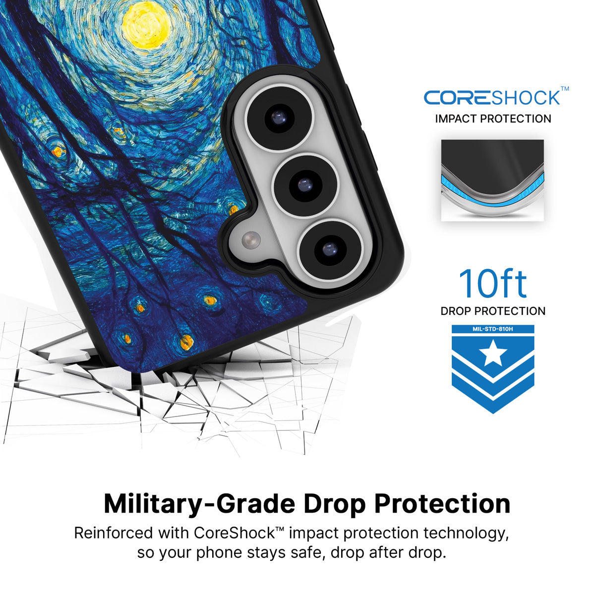 Moonlit Forest Samsung Galaxy S26 case with 10ft military-grade drop protection