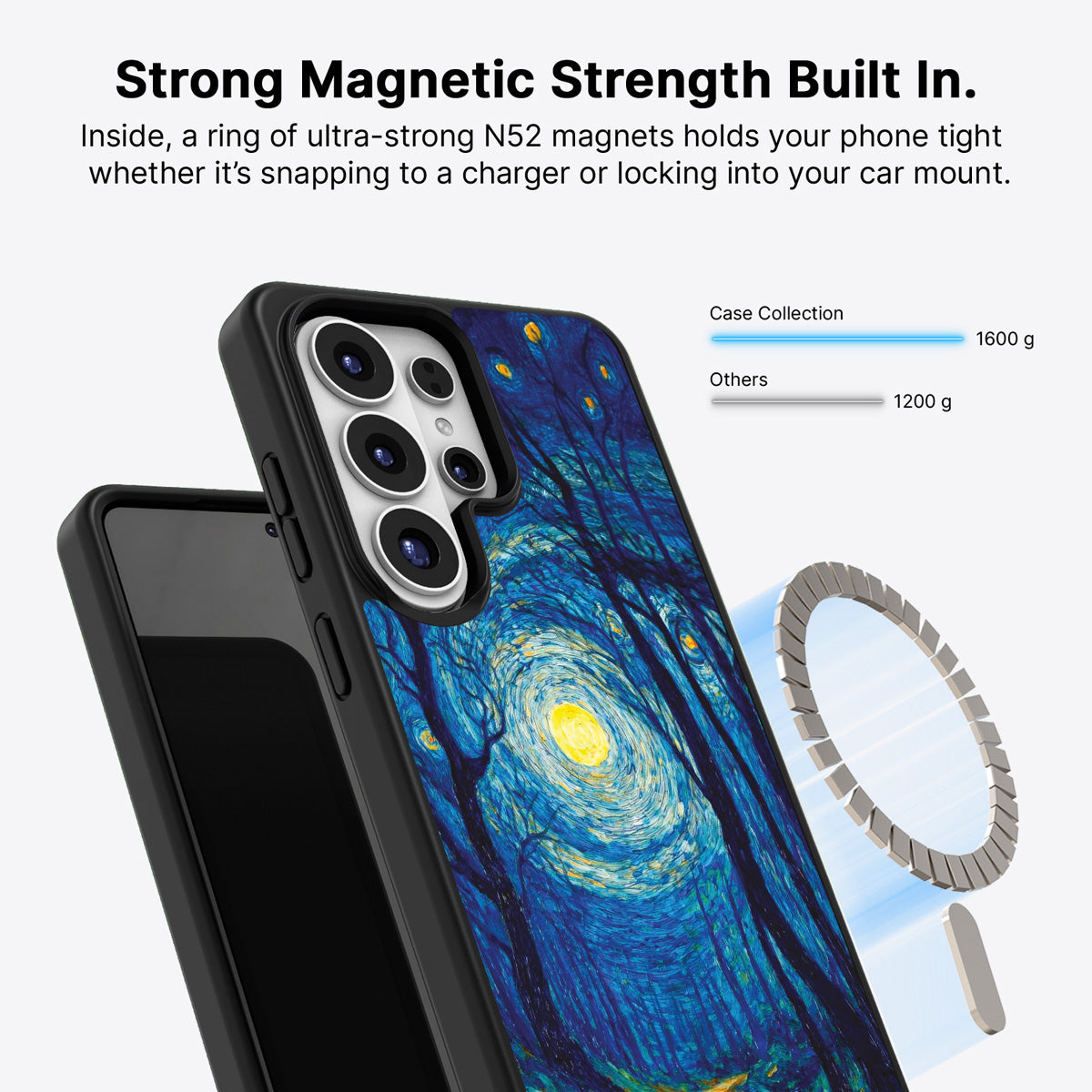 Samsung Galaxy S26 Ultra Qi2 magnetic case with N52 magnets – Moonlit Forest design
