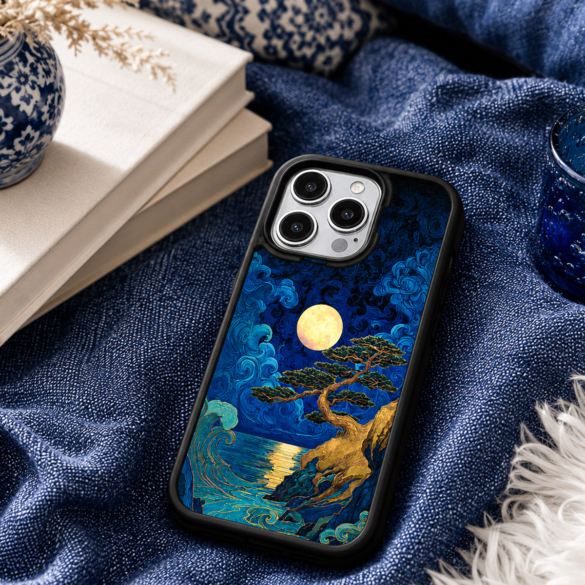 Dark Blue Designer iPhone 16 Pro Max Case – Moonlit Tide | MagSafe — view 2