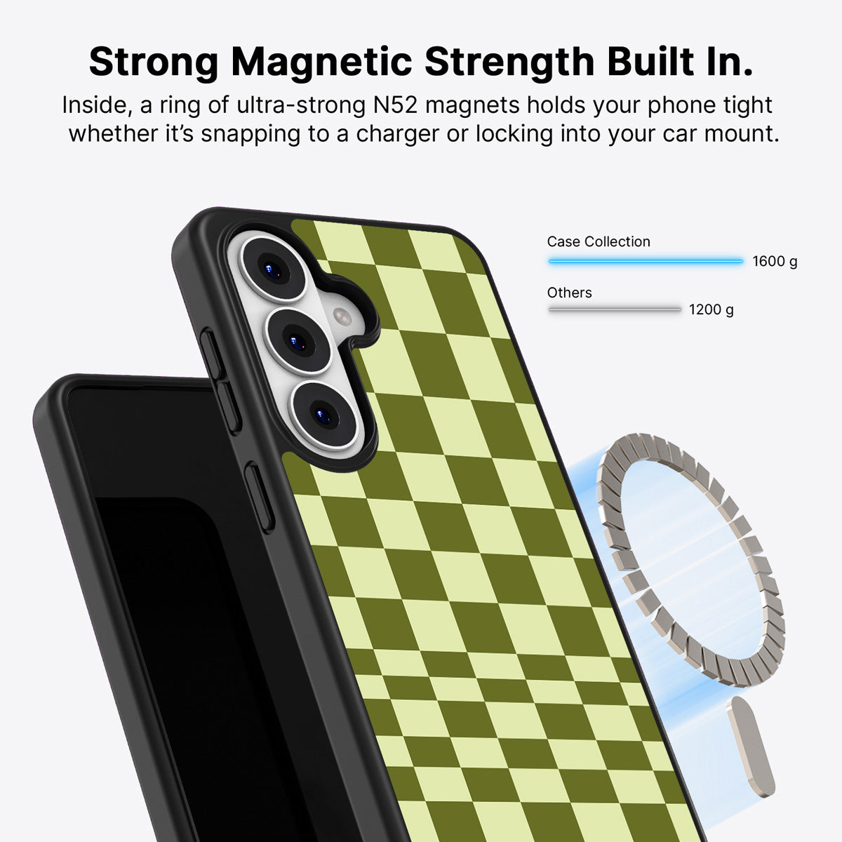 Samsung Galaxy S26 Plus Qi2 magnetic case with N52 magnets – Olive Meadow design