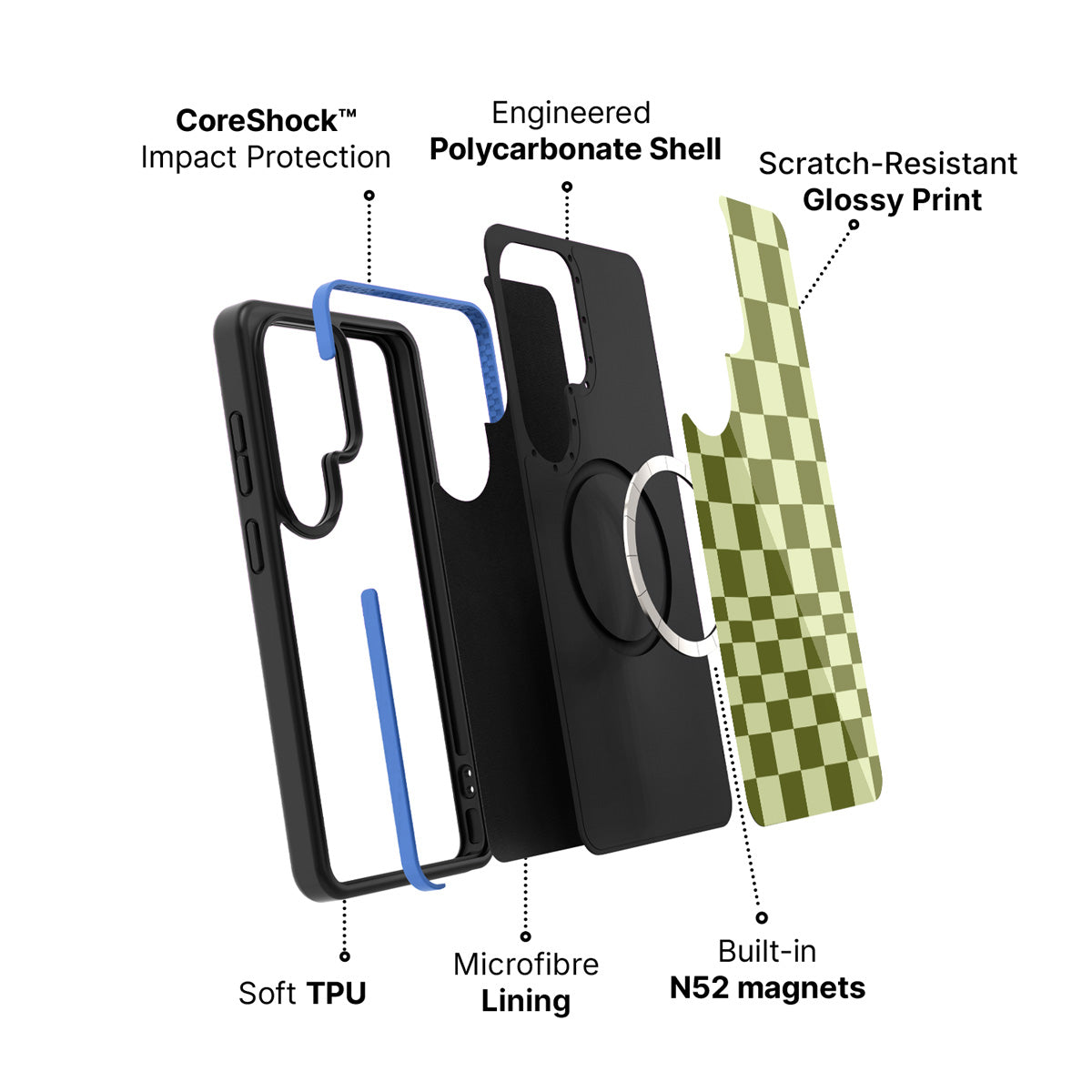 Samsung Galaxy S26 Ultra case construction and features – Olive Meadow phone case