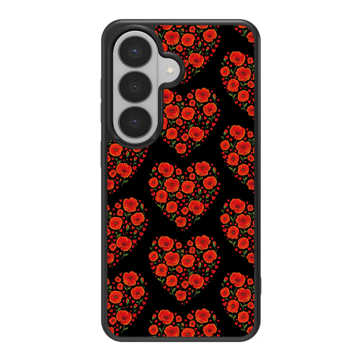 Poppy Heart design back view – Samsung Galaxy S26 Plus case