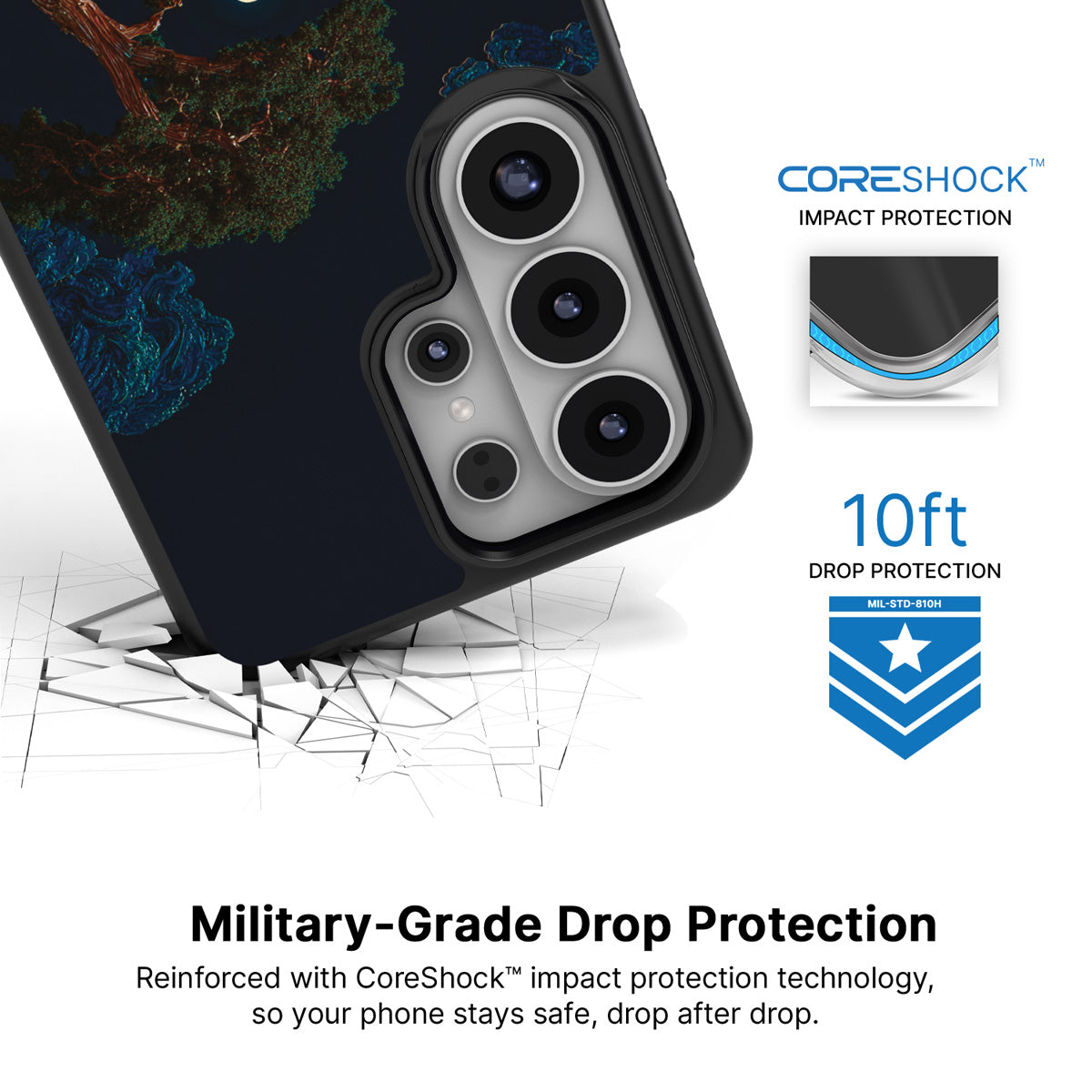 Quiet Moon Samsung Galaxy S26 Ultra case with 10ft military-grade drop protection