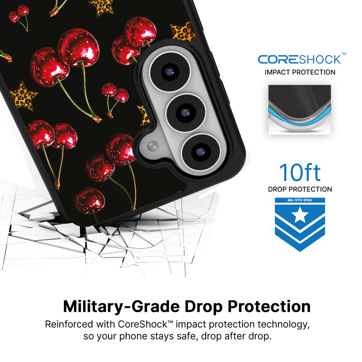 Rebel Cherry Samsung Galaxy S26 Plus case with 10ft military-grade drop protection